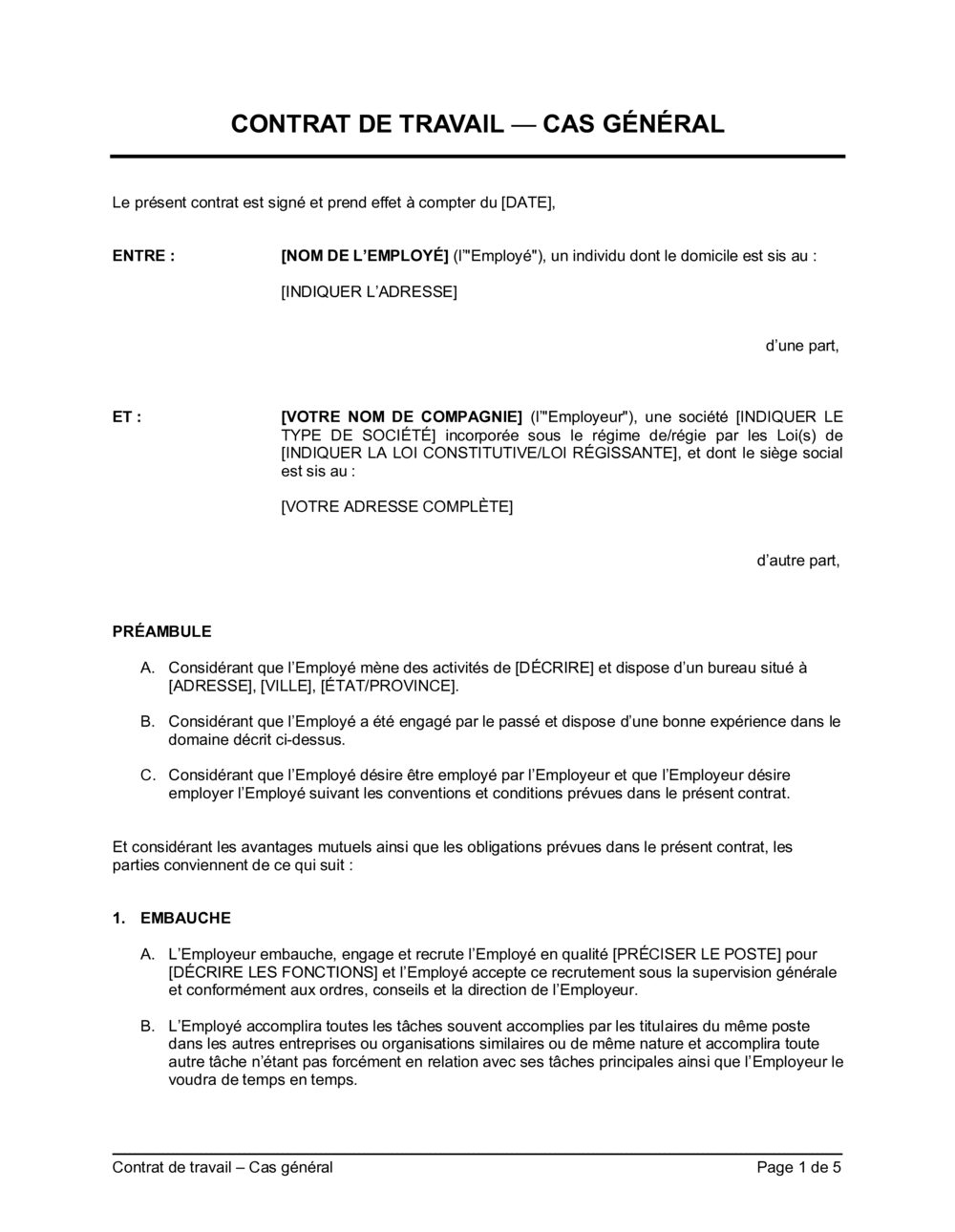 Contrat de travail_Cas général