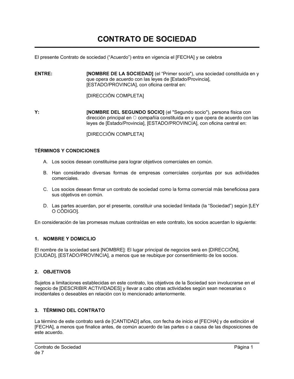 Word Modelo De Contrato De Sociedad Simple Image To U