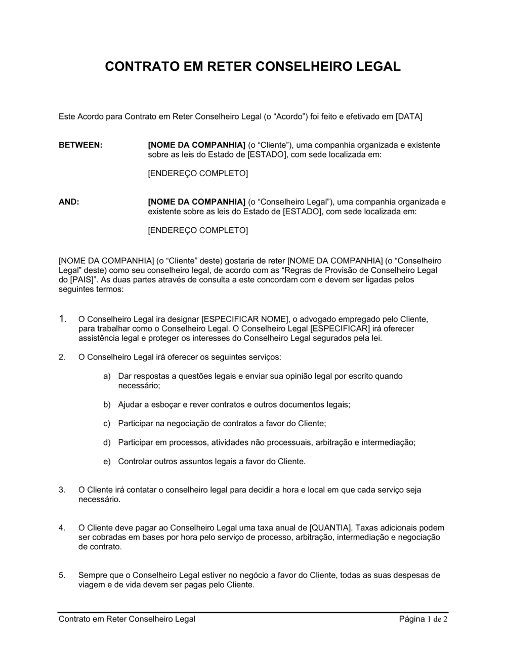 Business-in-a-Box's Contrato para Reter Conselho Legal