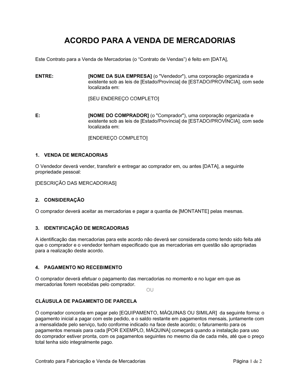 Business-in-a-Box's Contrato para Venda de Bens