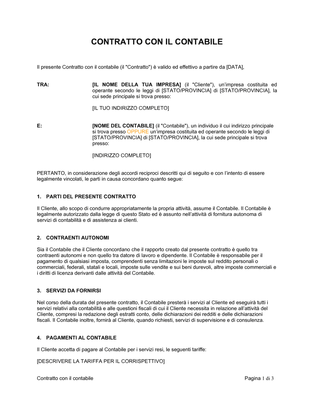 Business-in-a-Box's Contratto con il contabile