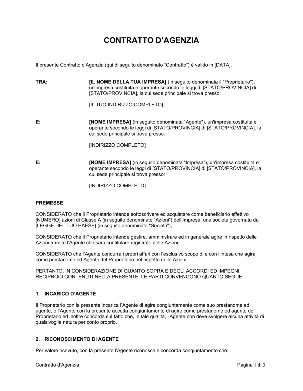 Business-in-a-Box's Contratto d'agenzia