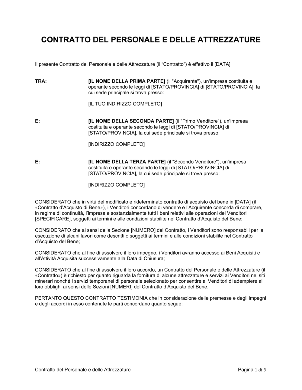 Business-in-a-Box's Contratto del personale e delle attrezzature