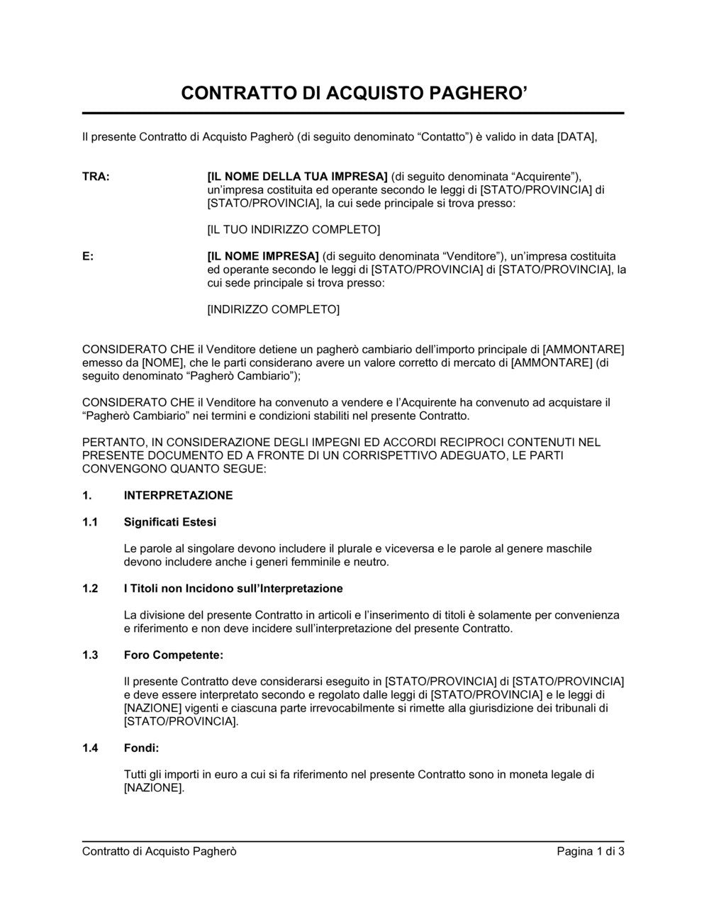 Business-in-a-Box's Contratto di acquisto pagherò