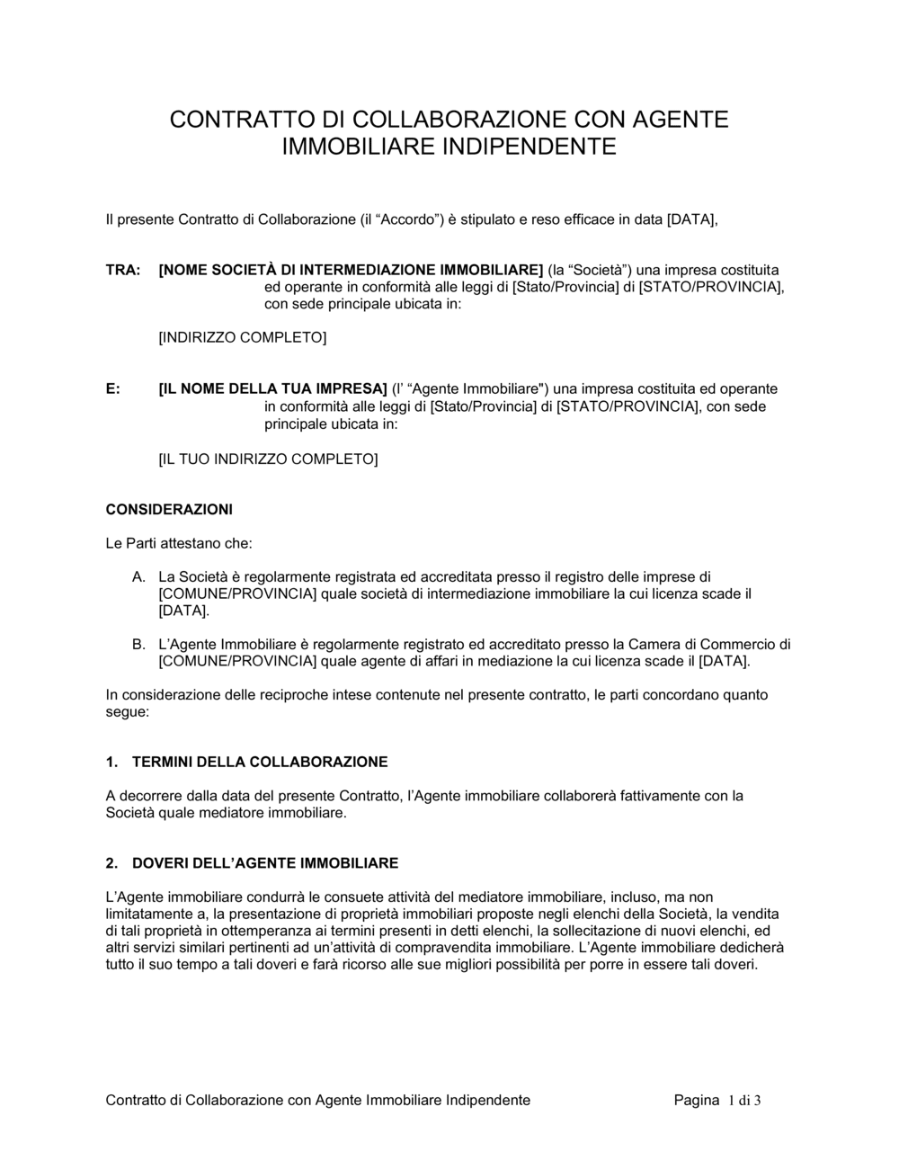 Business-in-a-Box's Contratto di collaborazione con agente immobiliare indipendente