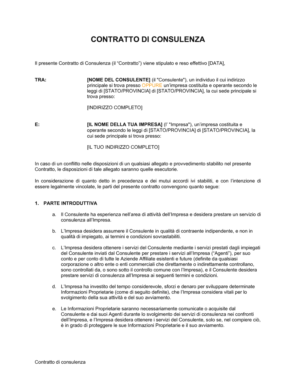 Business-in-a-Box's Contratto di consulenza esteso