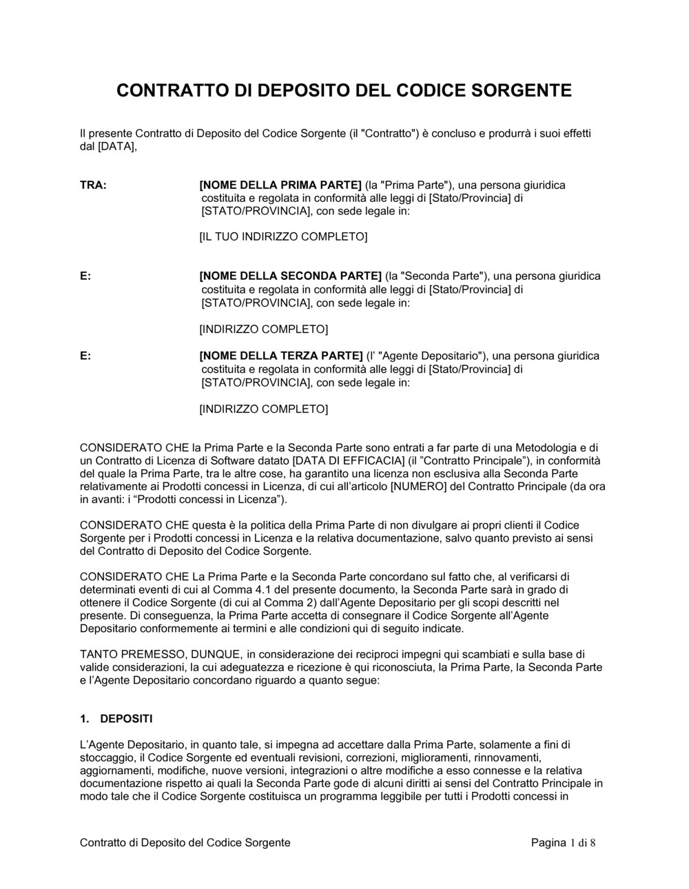 Business-in-a-Box's Contratto di deposito del codice sorgente