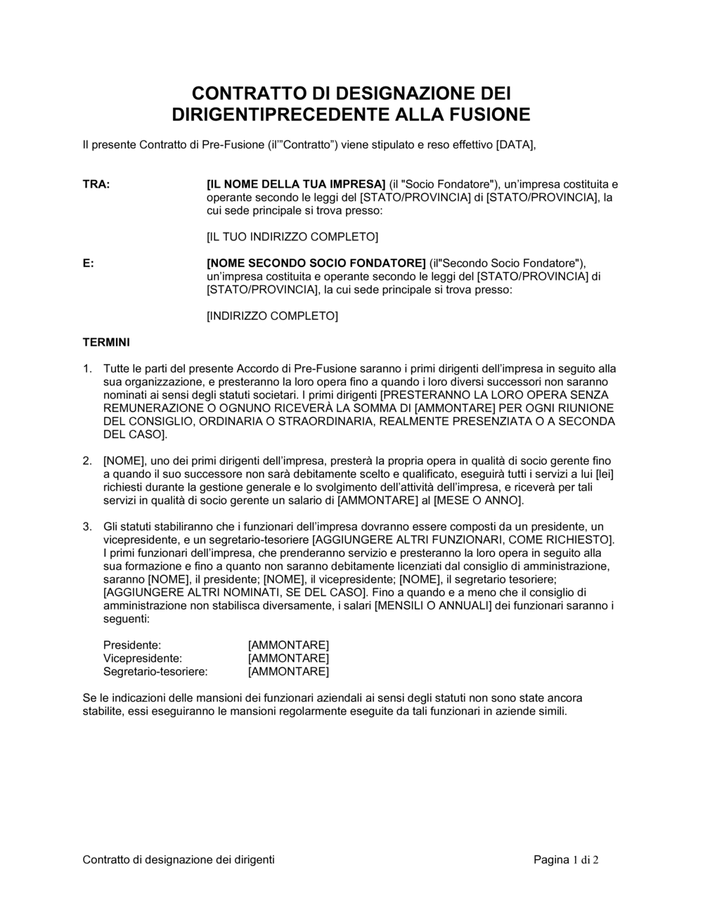 Business-in-a-Box's Contratto di designazione dei dirigenti
