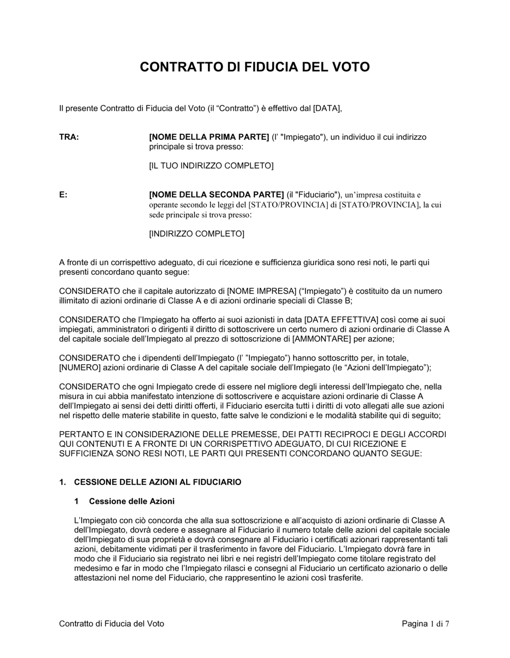 Business-in-a-Box's Contratto di fiducia del voto