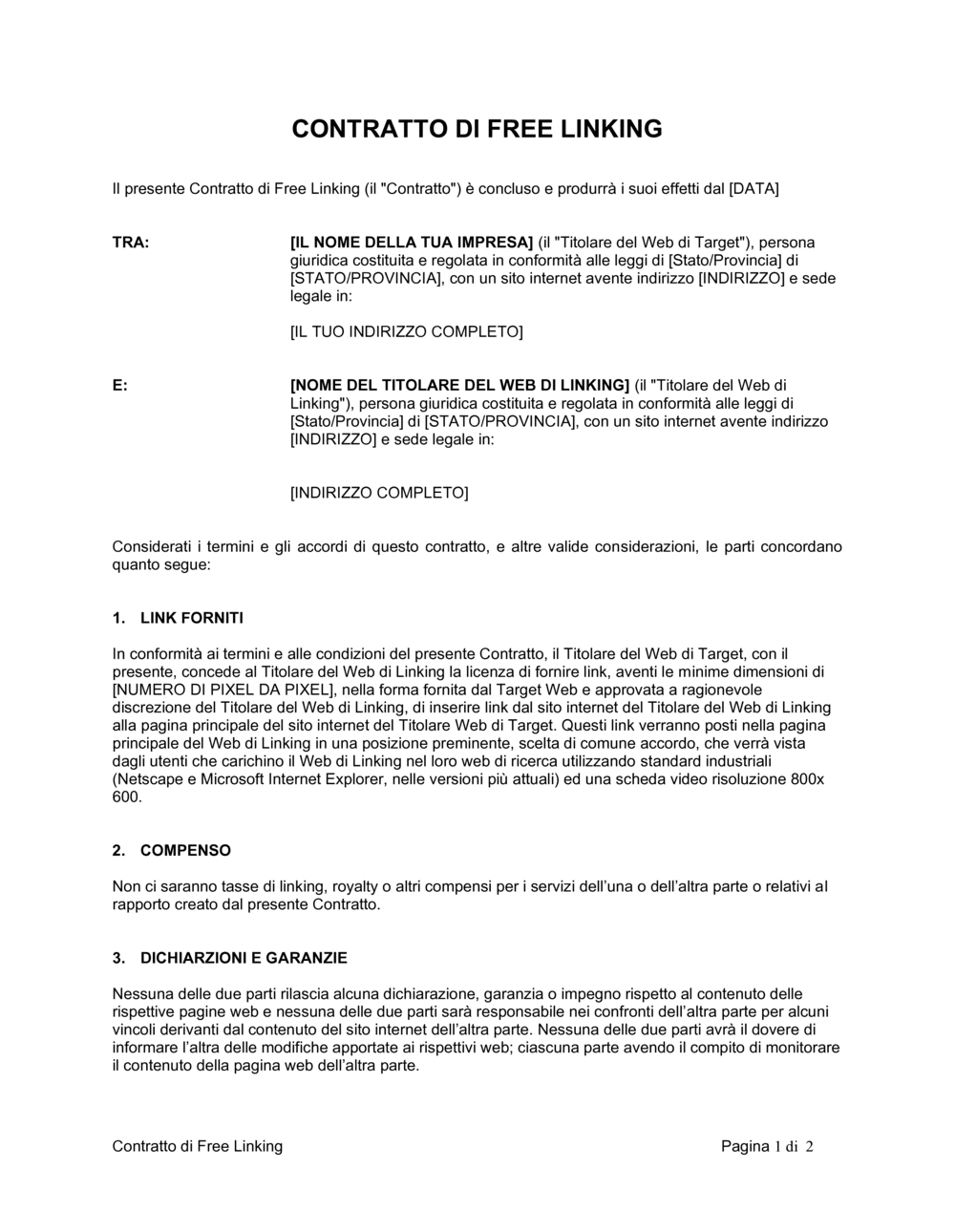Business-in-a-Box's Contratto di free linking