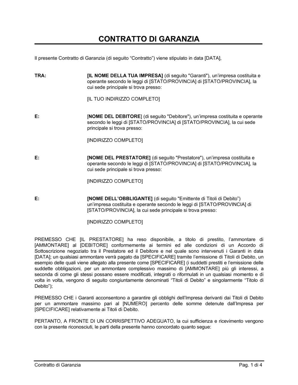 Business-in-a-Box's Contratto di garanzia