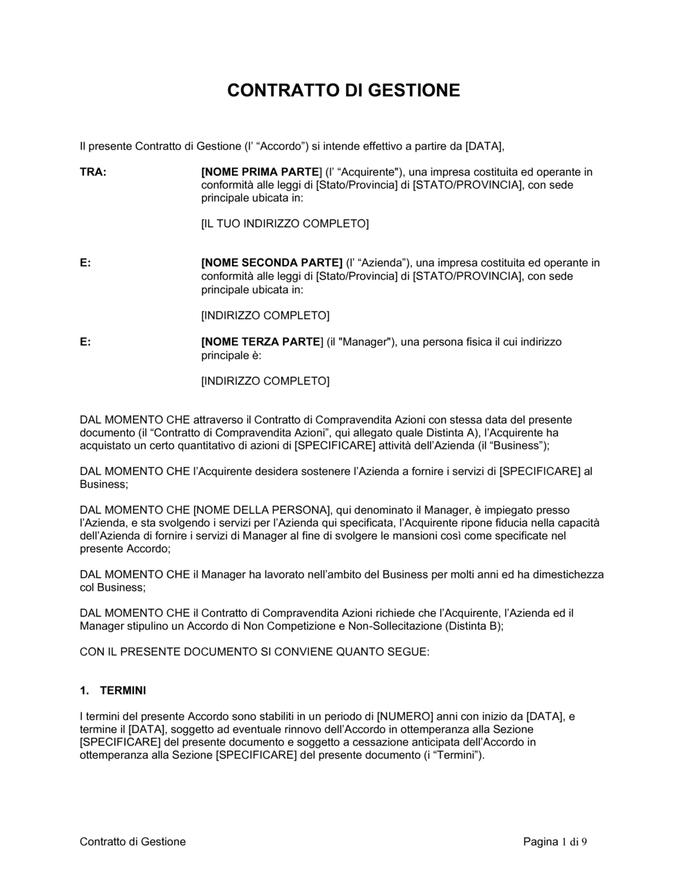 Business-in-a-Box's Contratto di gestione