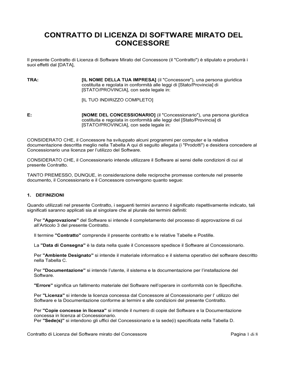 Business-in-a-Box's Contratto di licenza del software mirato del cessionario