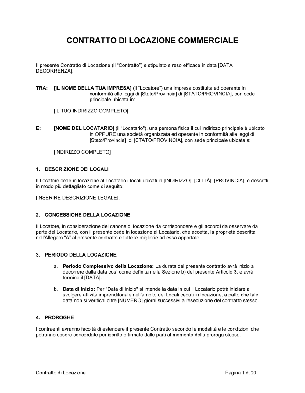 Business-in-a-Box's Contratto di locazione commerciale