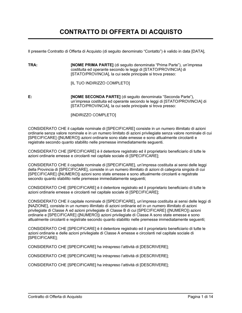 Business-in-a-Box's Contratto di offerta acquisto di azioni