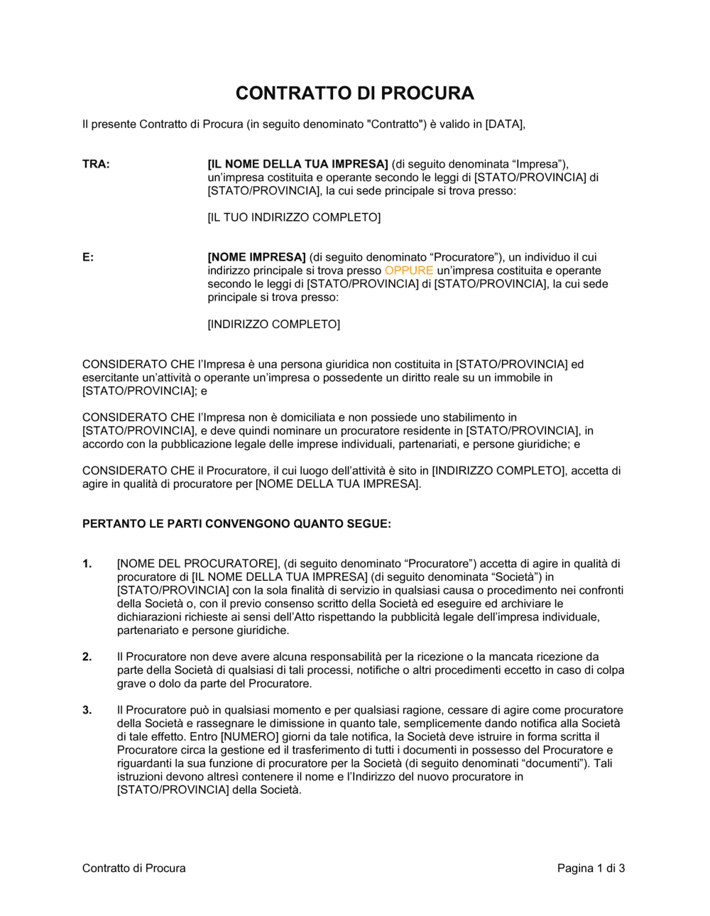 Business-in-a-Box's Contratto di procura