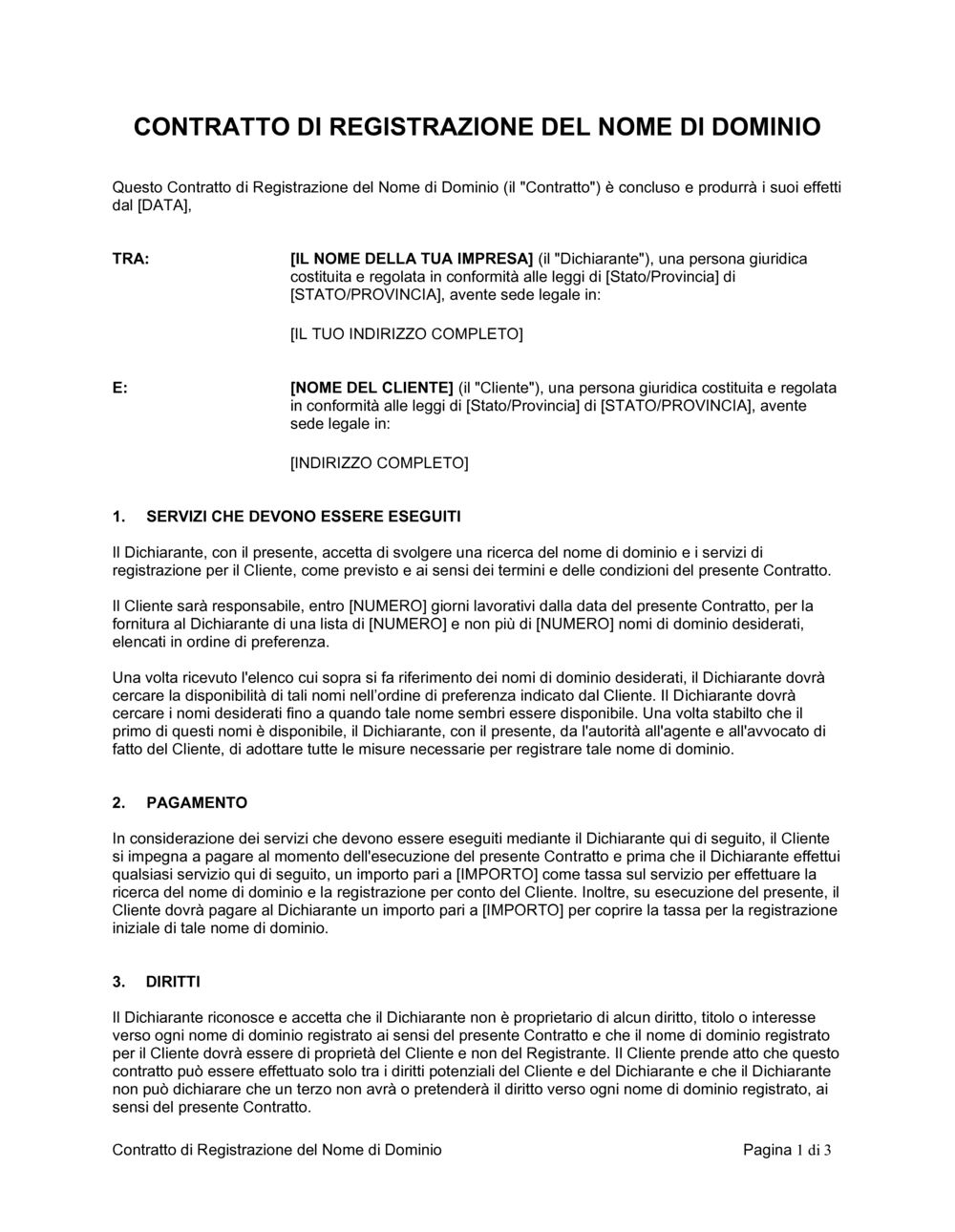 Business-in-a-Box's Contratto di registrazione del nome di dominio