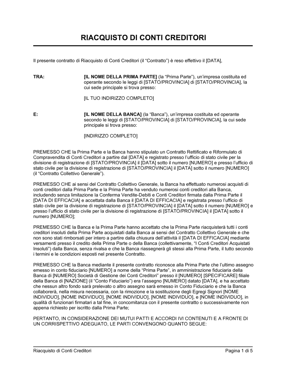 Business-in-a-Box's Contratto di riacquisto di conti creditori