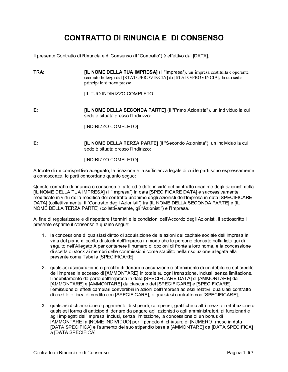 Business-in-a-Box's Contratto di rinuncia e  di consenso