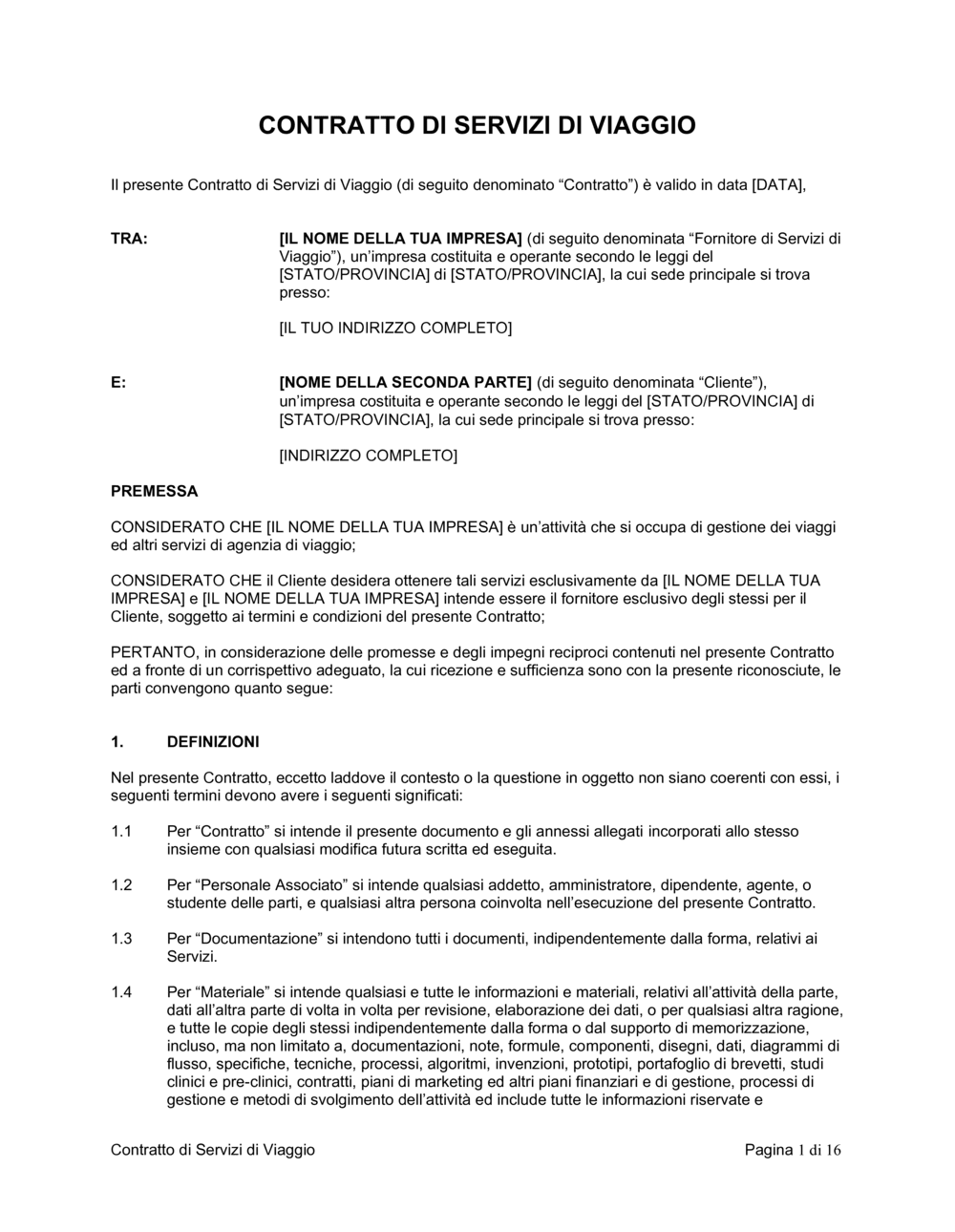 Business-in-a-Box's Contratto di servizi di viaggio