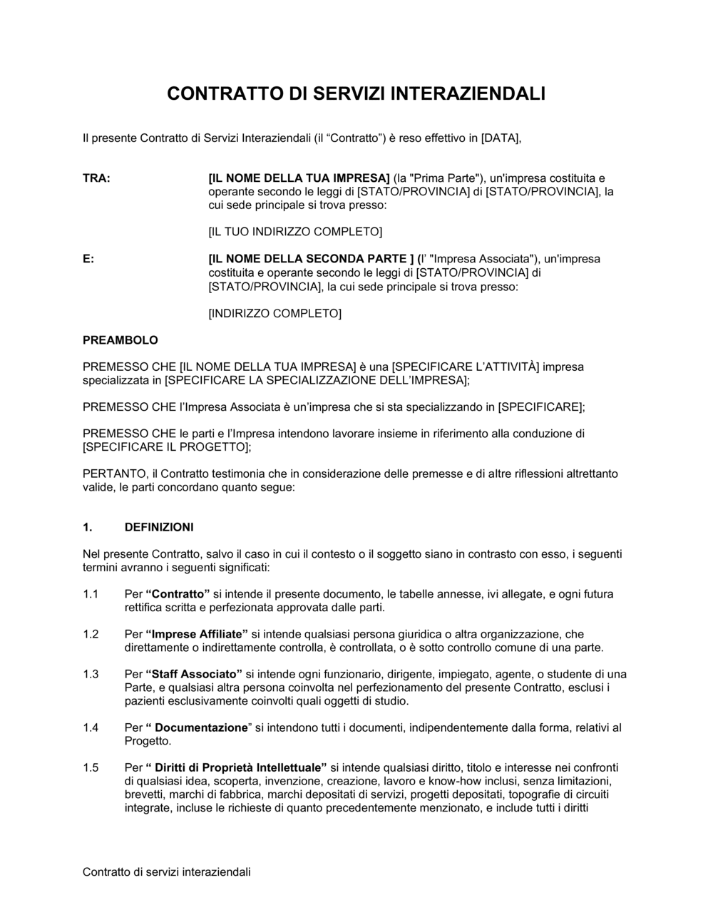 Business-in-a-Box's Contratto di servizi interaziendali