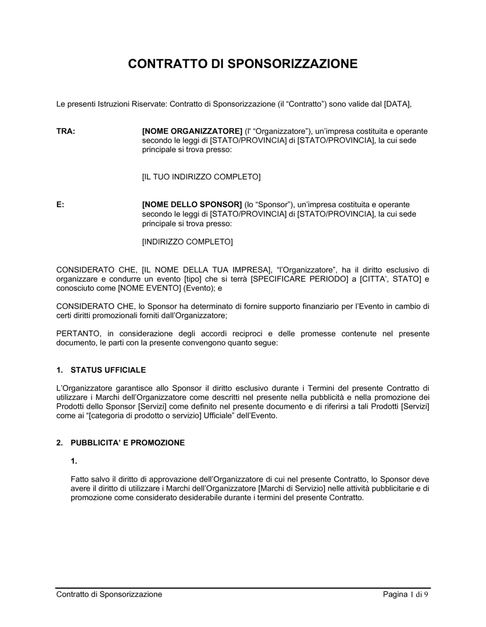 Business-in-a-Box's Contratto di sponsorizzazione