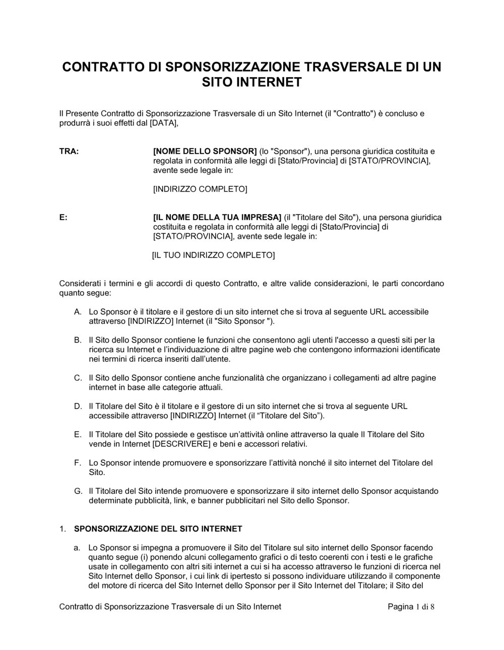 Business-in-a-Box's Contratto di sponsorizzazione trasversale del web