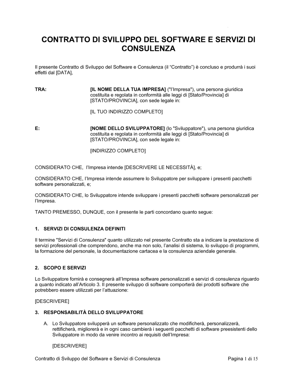 Business-in-a-Box's Contratto di sviluppo del software e servizi di consulenza