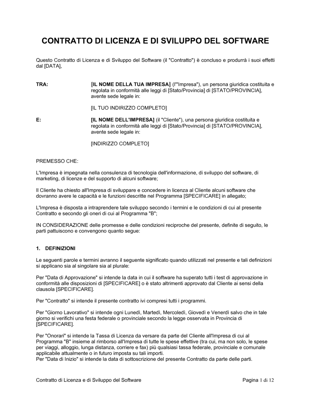 Business-in-a-Box's Contratto di sviluppo e di licenza del software