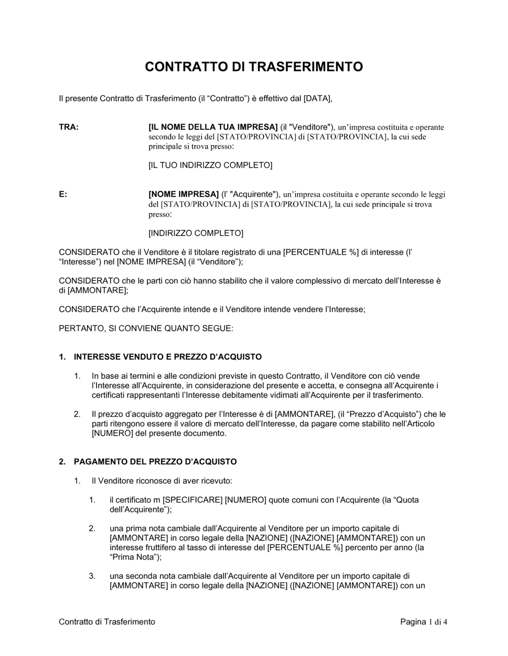 Business-in-a-Box's Contratto di traferimento tra imprese