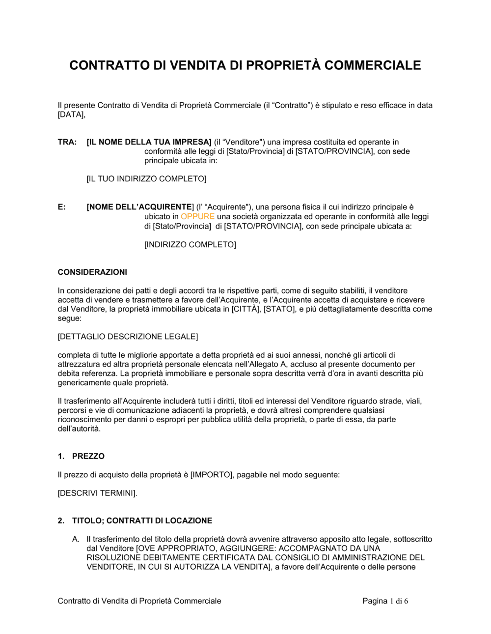 Business-in-a-Box's Contratto di vendita di proprietà commerciale