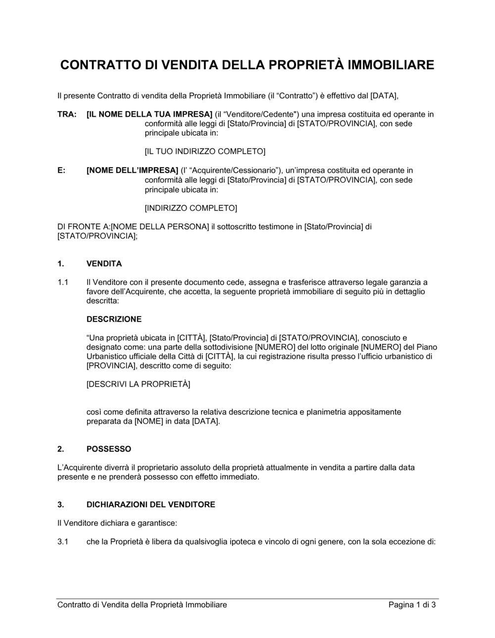 Business-in-a-Box's Contratto di vendita di proprietà immobiliare