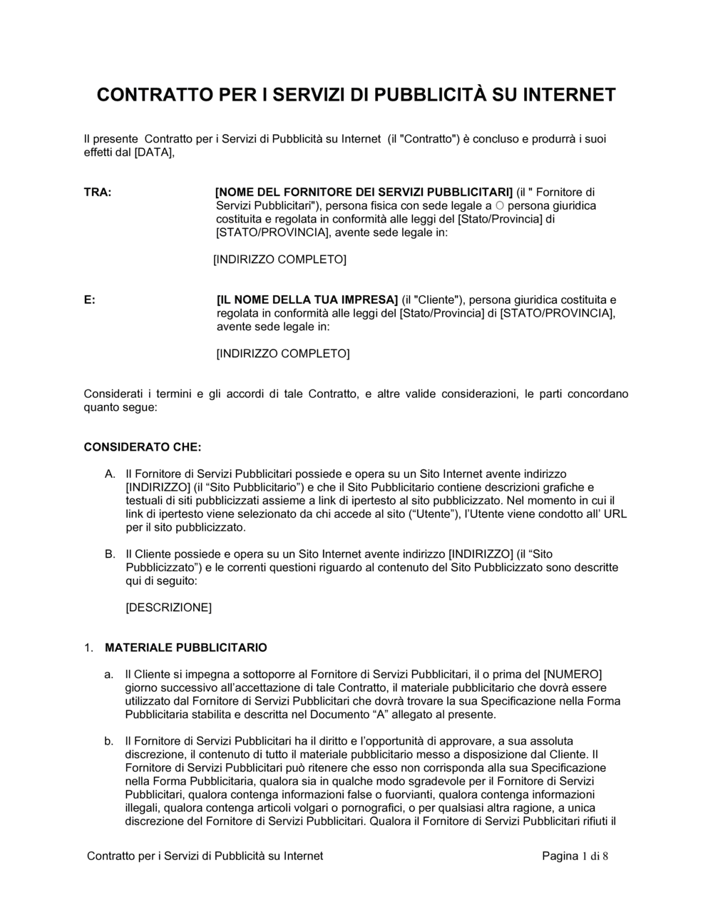 Business-in-a-Box's Contratto per i servizi di pubblicita su internet
