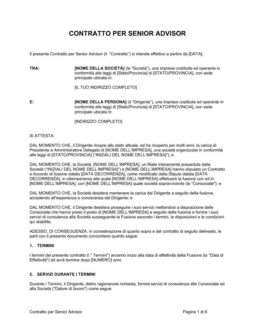 Business-in-a-Box's Contratto per senior advisor