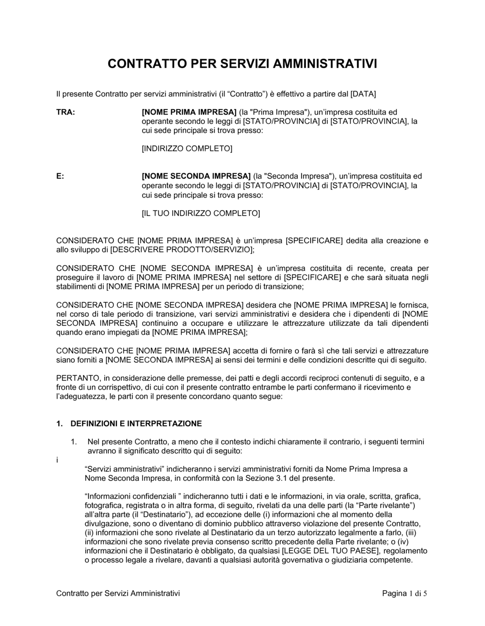 Business-in-a-Box's Contratto per servizi amministrativi 2