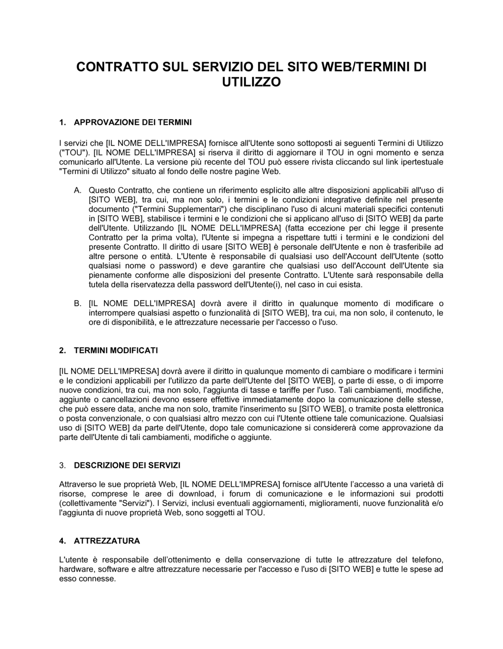 Business-in-a-Box's Contratto sul servizio del sito web termini di utilizzo