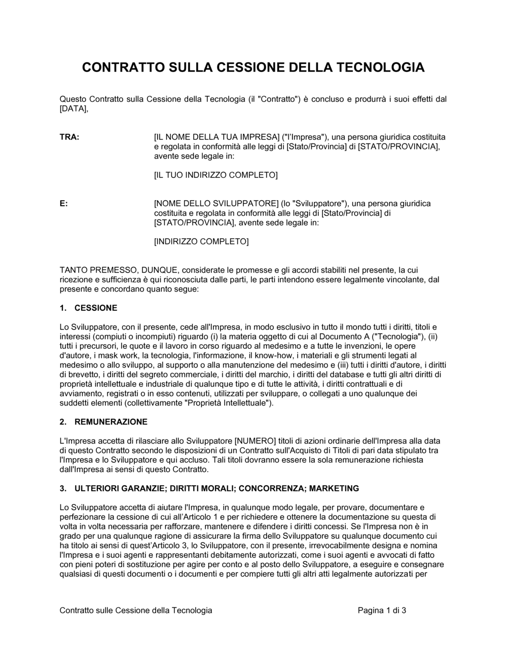 Business-in-a-Box's Contratto sulla cessione della tecnologia