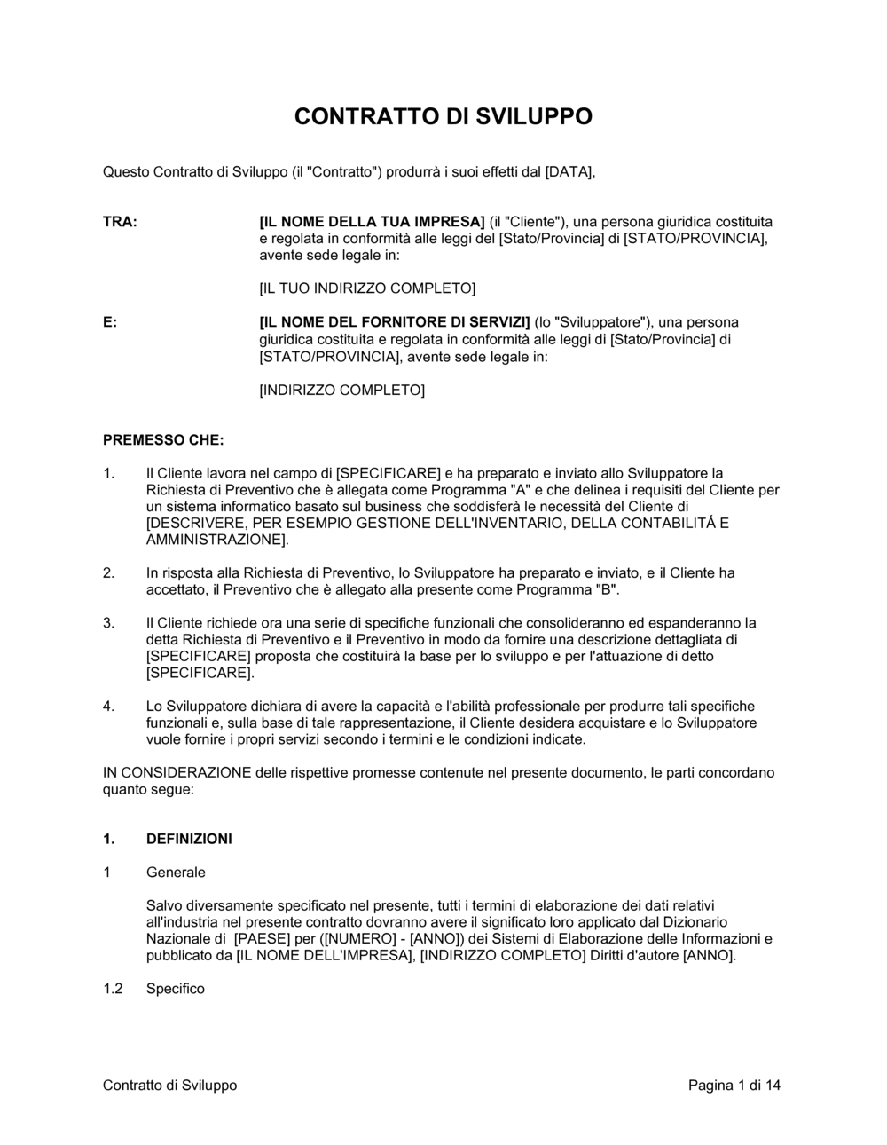 Business-in-a-Box's Contratto sullo sviluppo generale