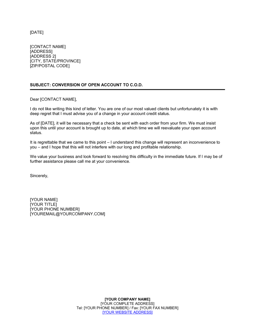 Business-in-a-Box's Conversion of Account to COD 2 Template