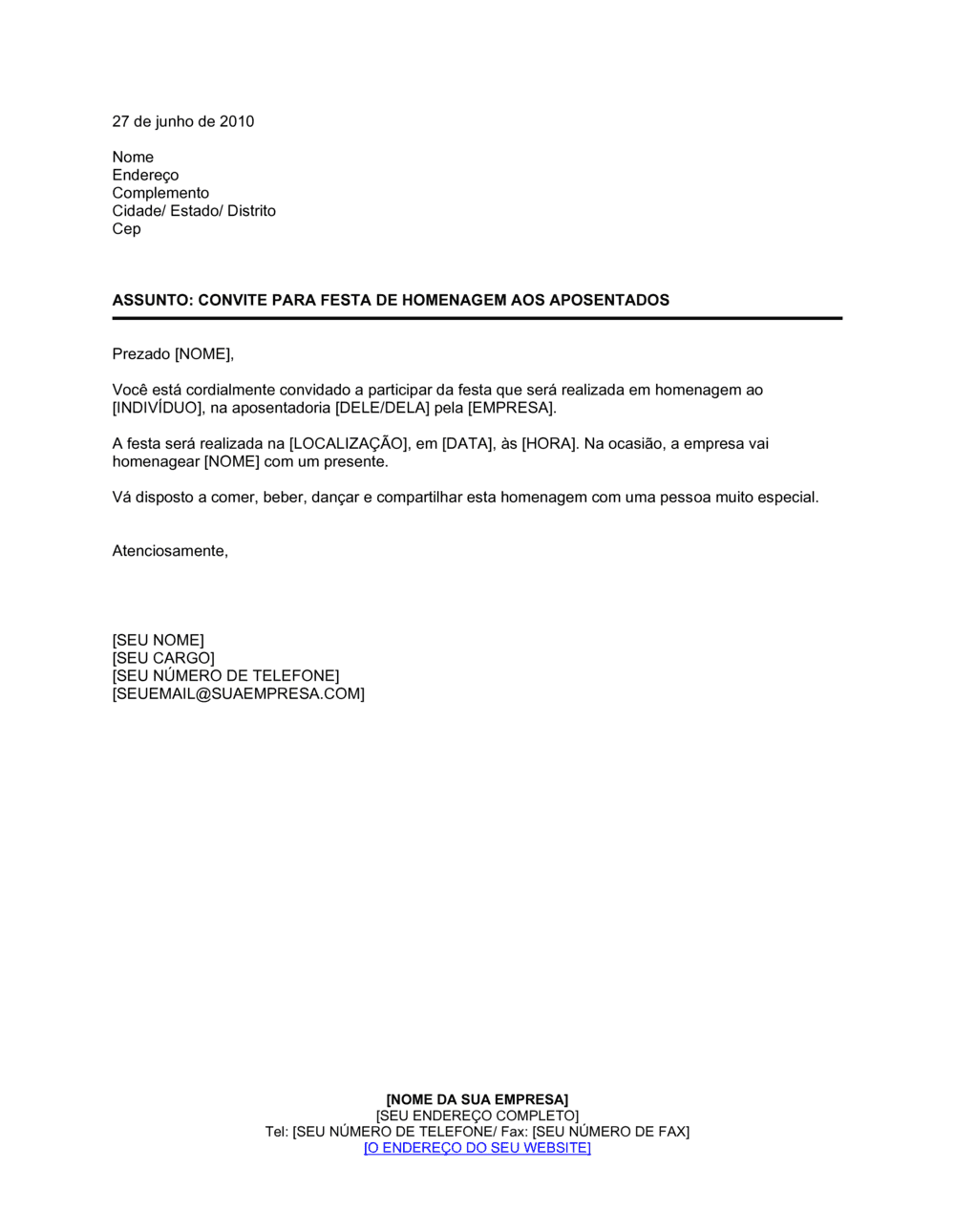 Business-in-a-Box's Convite Para Festa de Aposentadoria Convidado