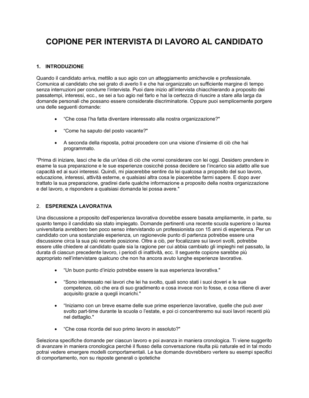 Business-in-a-Box's Copione per intervista di lavoro al candidato