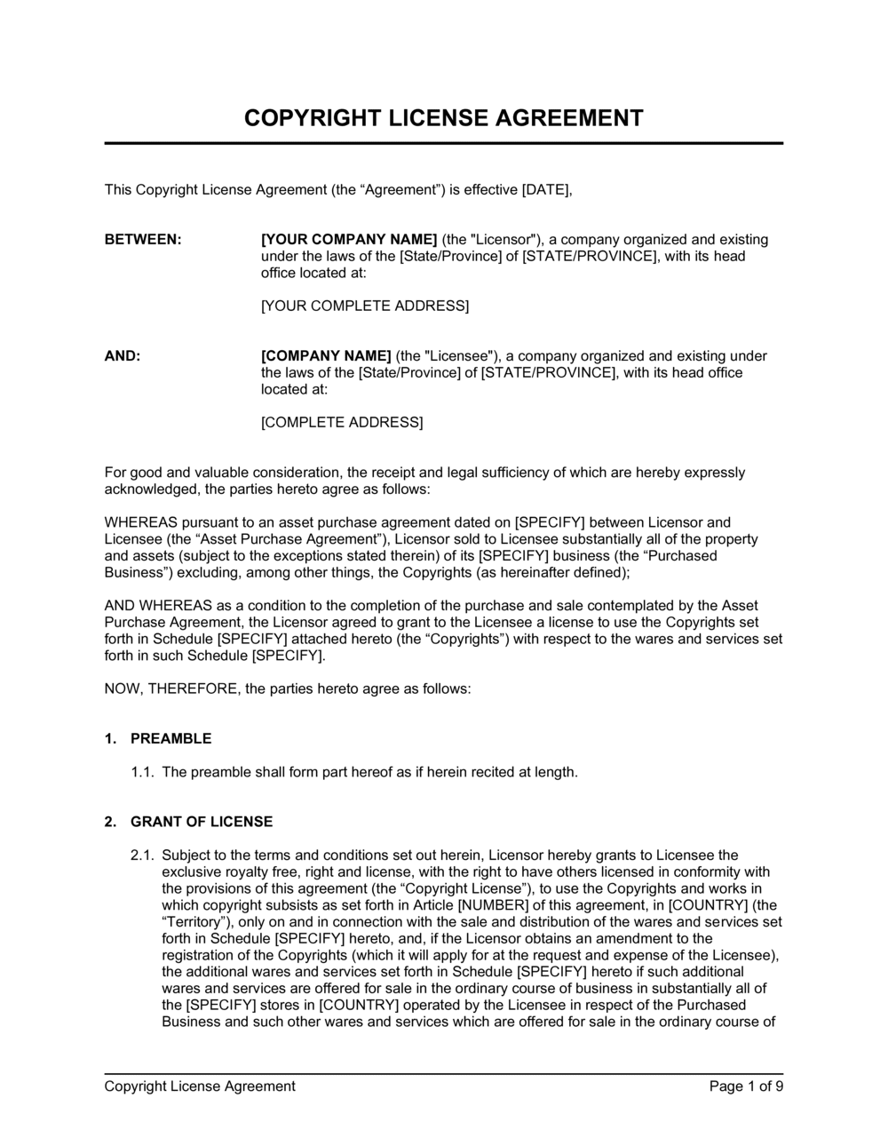 copyright assignment agreement example