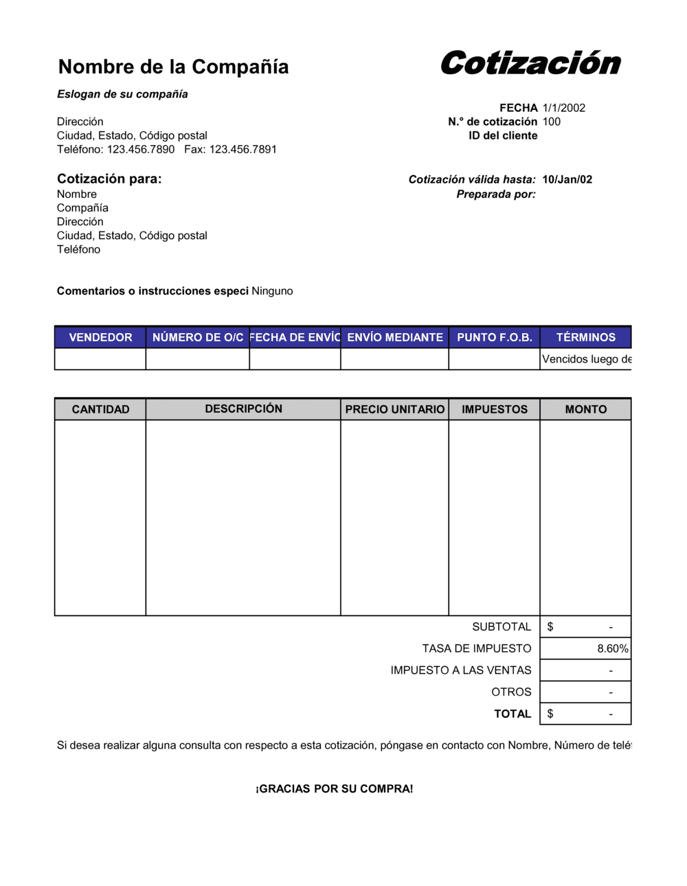 Plantilla De Cotización Excel 5153