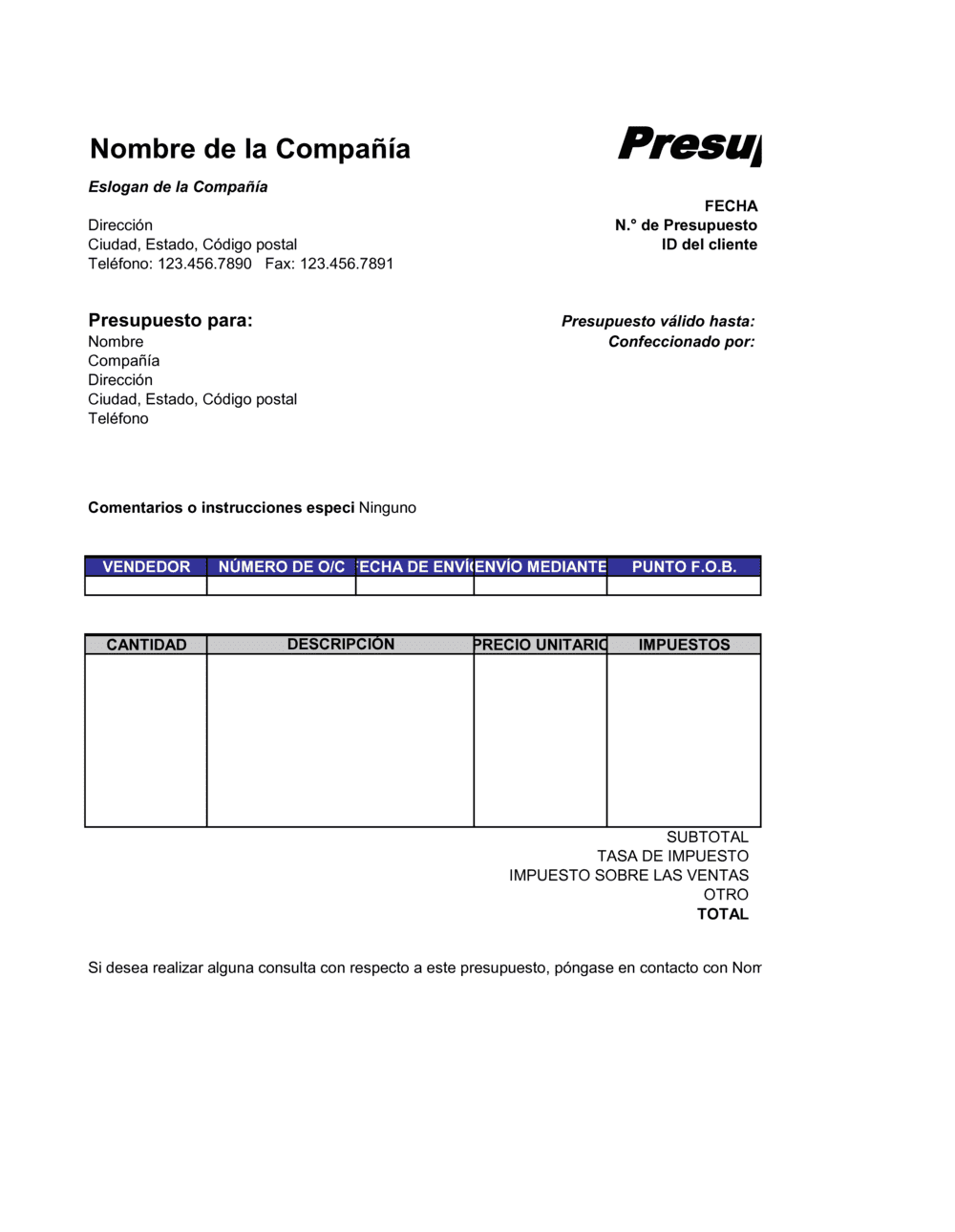 Business-in-a-Box's Cotización