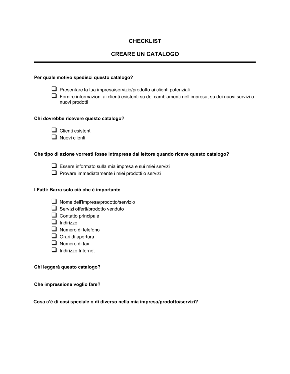 Business-in-a-Box's Creare un catalogo