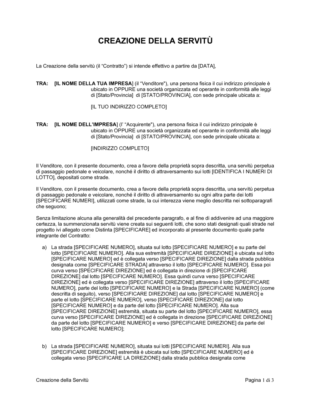 Business-in-a-Box's Creazione della servitù