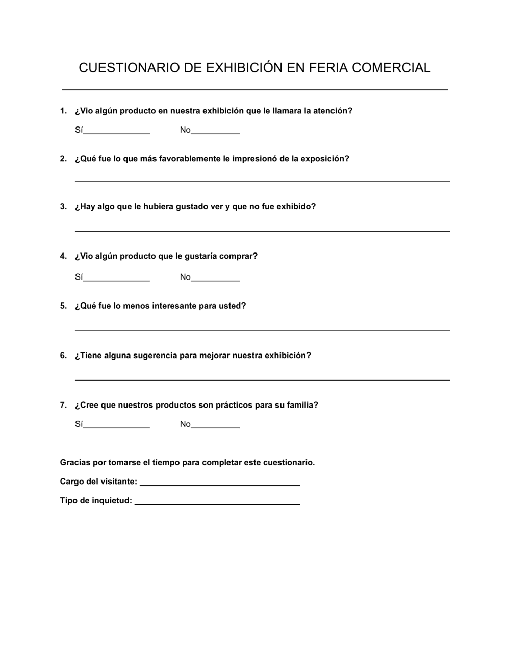 Business-in-a-Box's Cuestionario de exhibición en feria comercial