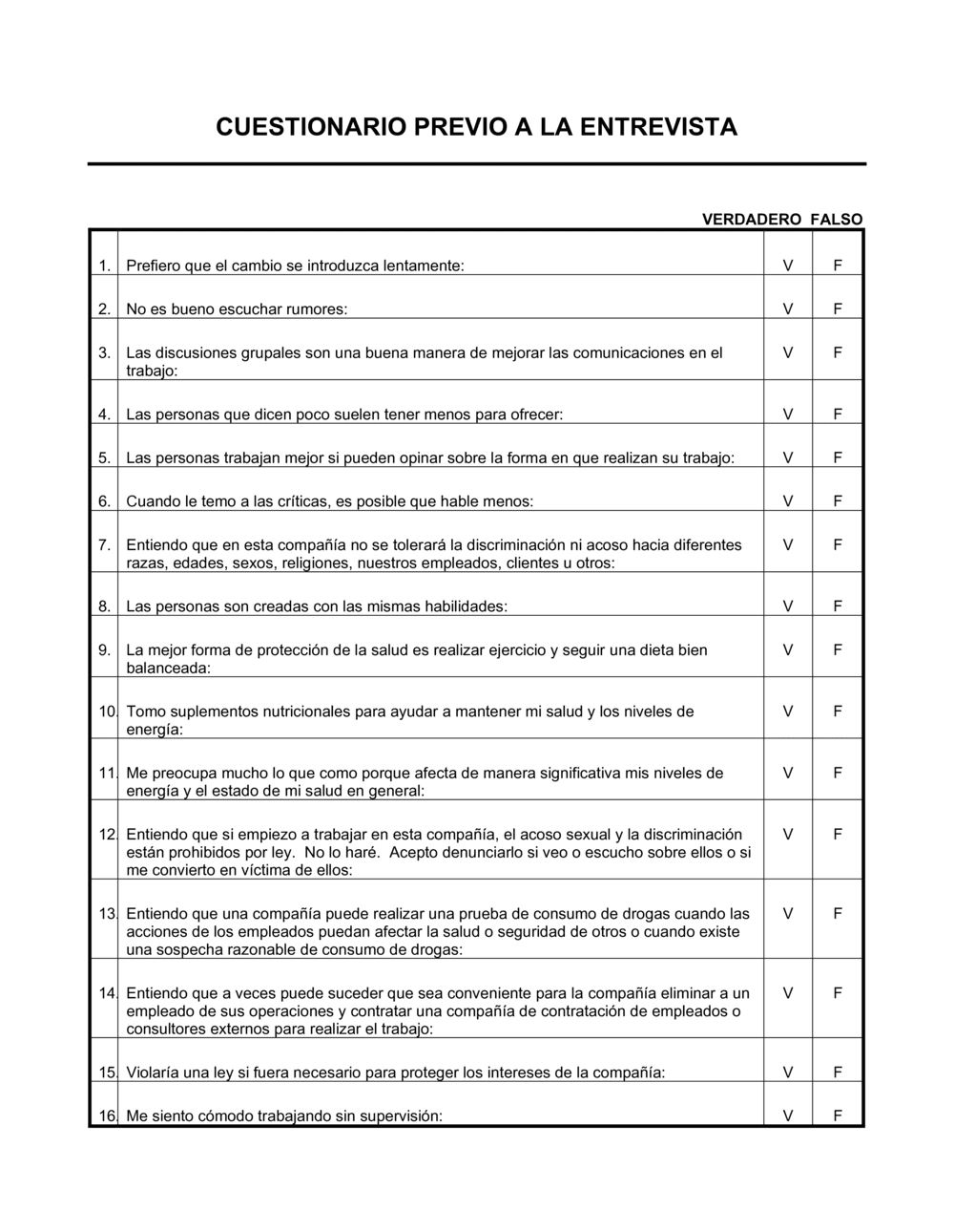 Business-in-a-Box's Cuestionario previo a la entrevista