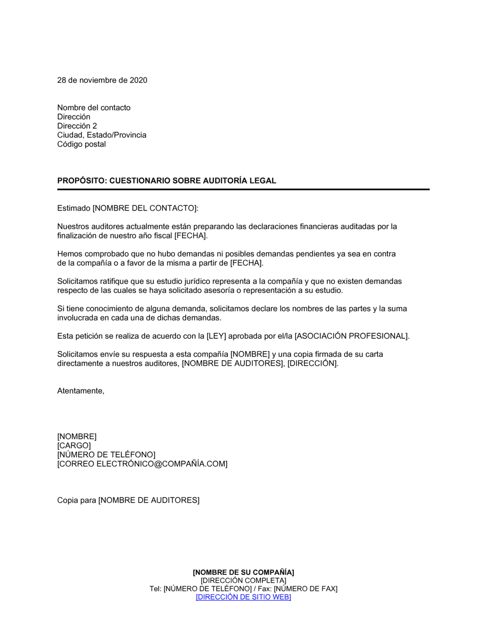 Business-in-a-Box's Cuestionario sobre auditoría legal