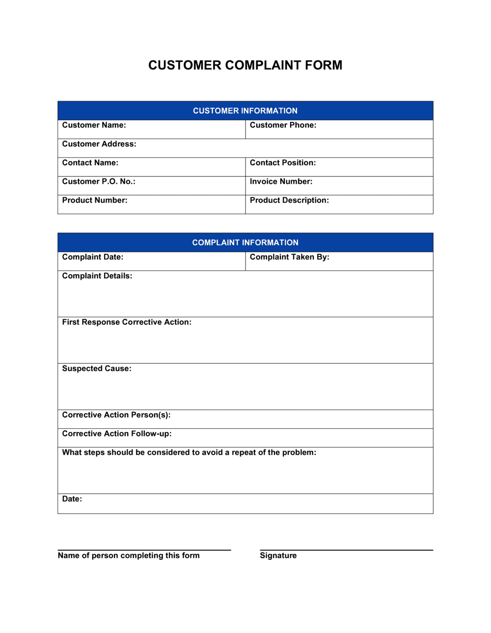 Free Customer Complaint Log Template FREE PRINTABLE TEMPLATES